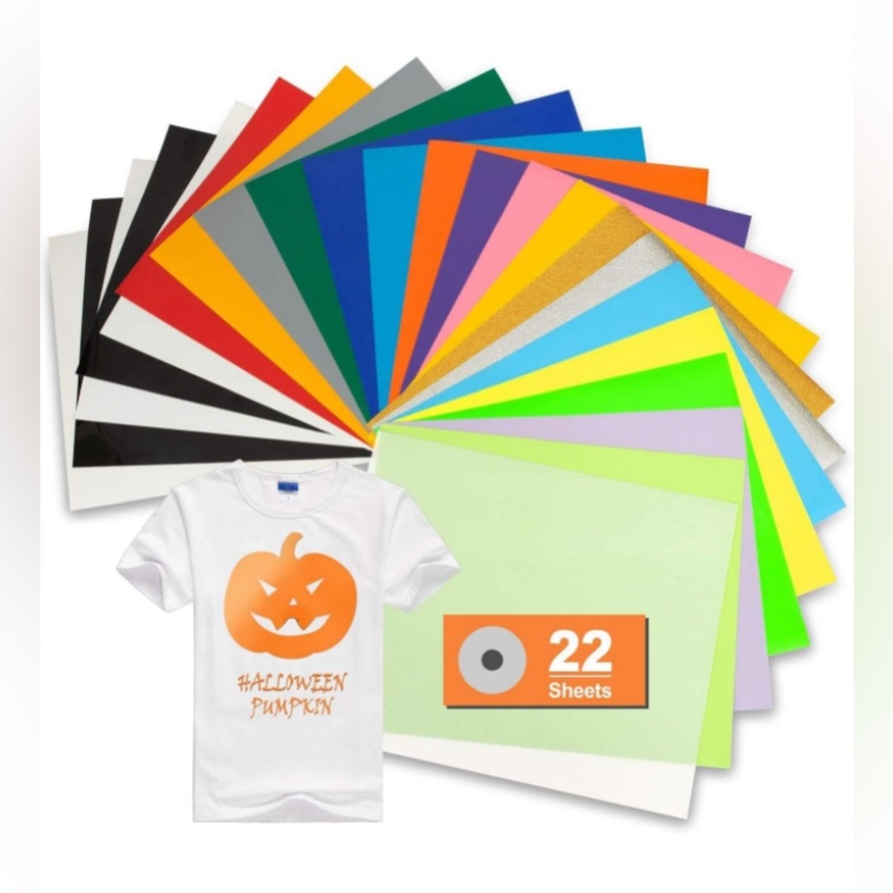 TILON PU Heat Transfer Vinyl Bundle 22 Sheets 12”×10” Iron on HTV for Halloween